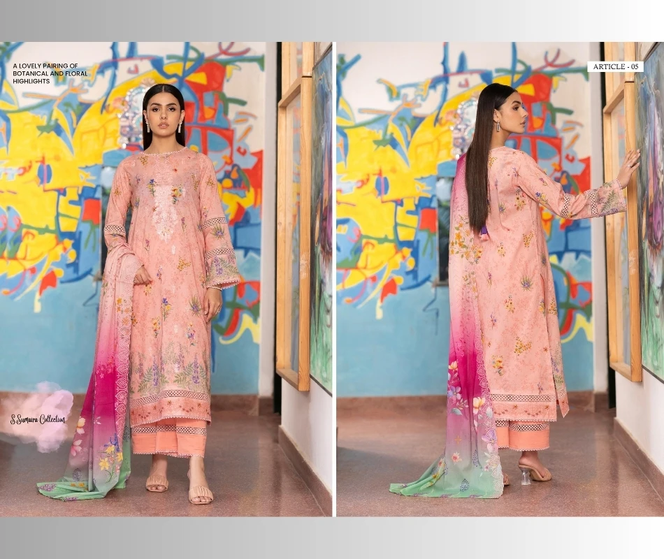 Laetest Designs Ssumaira Collection Luxury Digital Printed Embroidered 3 PC Dresses Indian & Pakistani Women Suits