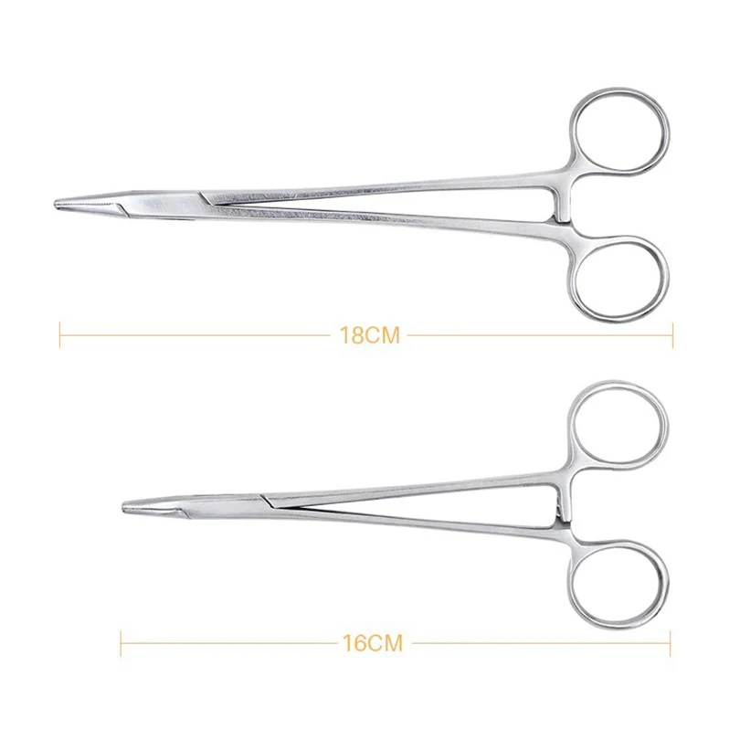 Stainless Steel Hemostatic Clamp Forceps Surgical Forceps Tool Hemostatic Forceps Pliers Straight Elbow Tips Needle Holder