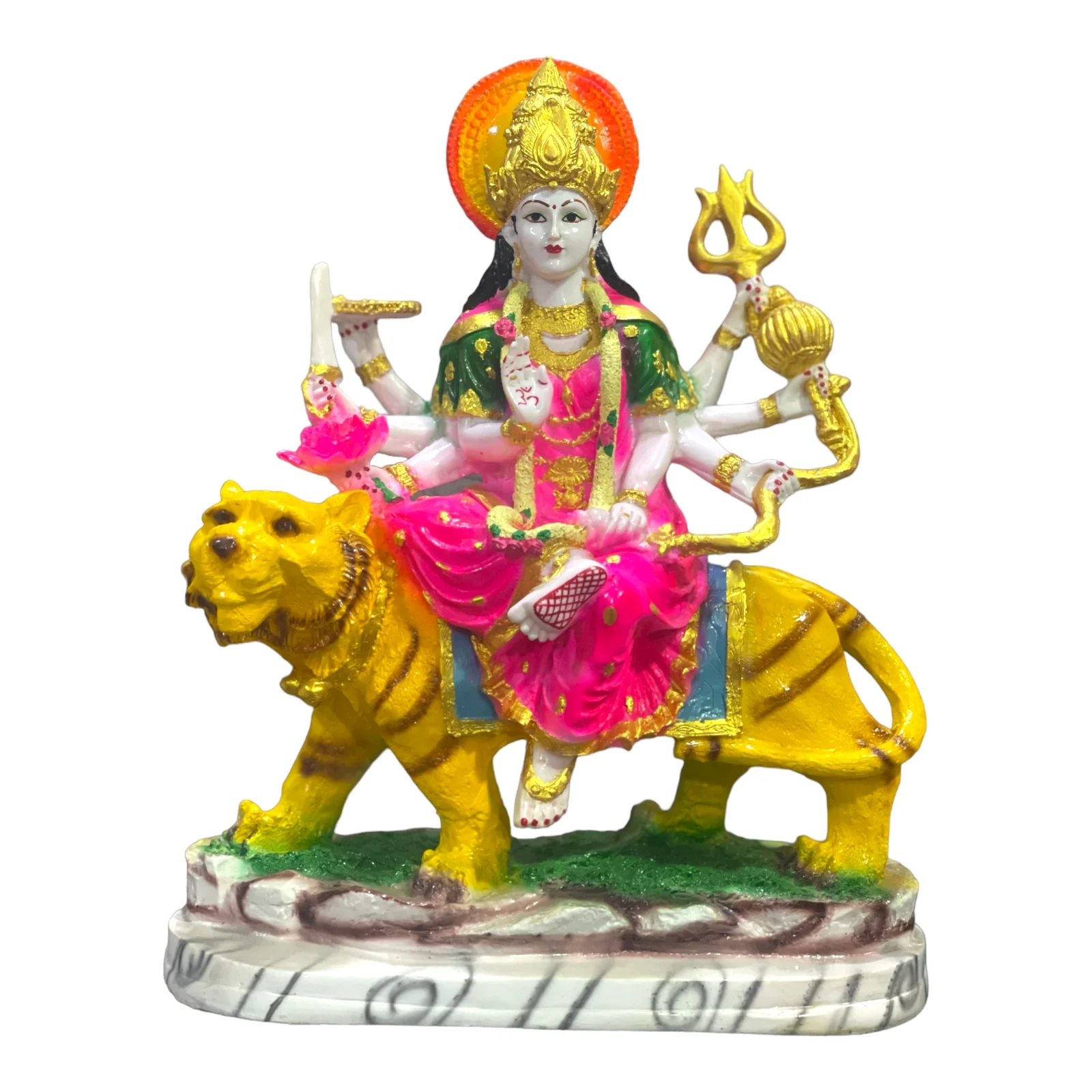 Handcrafted Ma Sherawali Durga Mata 1.5 ft Carved Stone Idol Murti Traditional Design Marble Look at a Reasonable Price