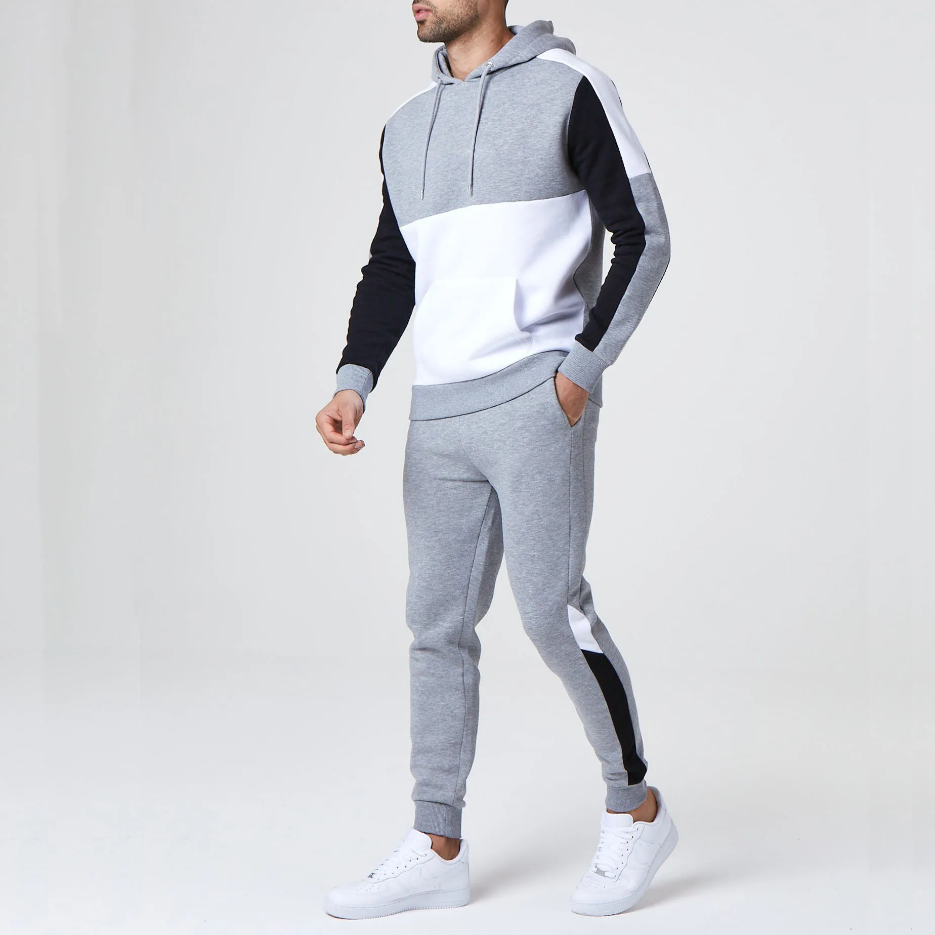 OEM Custom Distressed Patch Embroidery Logo Acid Wash Vintage Pullover Hoodie Flared Sweats Heavyweight Tracksuit For Men