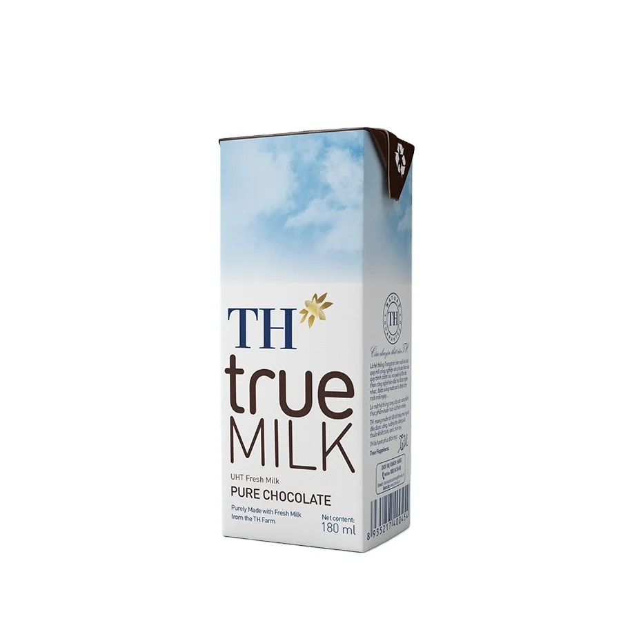TH True Milk UHT Chocolate Fresh Milk 180ml Direct Use Box Packaging Cow Origin 6 Months Shelf Life Flavored Milk