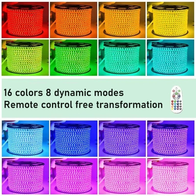 50 м/рулон 100 м/Рулон smd 5050 монохромный rgb светодиодный светильник канат наружный высоковольтный 110 В 220 светодиодные полосы света ip67