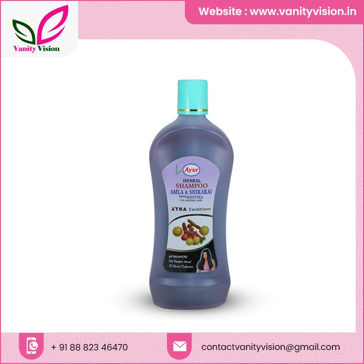 Ayur Herbal Amla & Shikakai Shampoo 500 ml Natural Smoothing Extra Conditioner Styling Cream for Hair Texturizing Effect