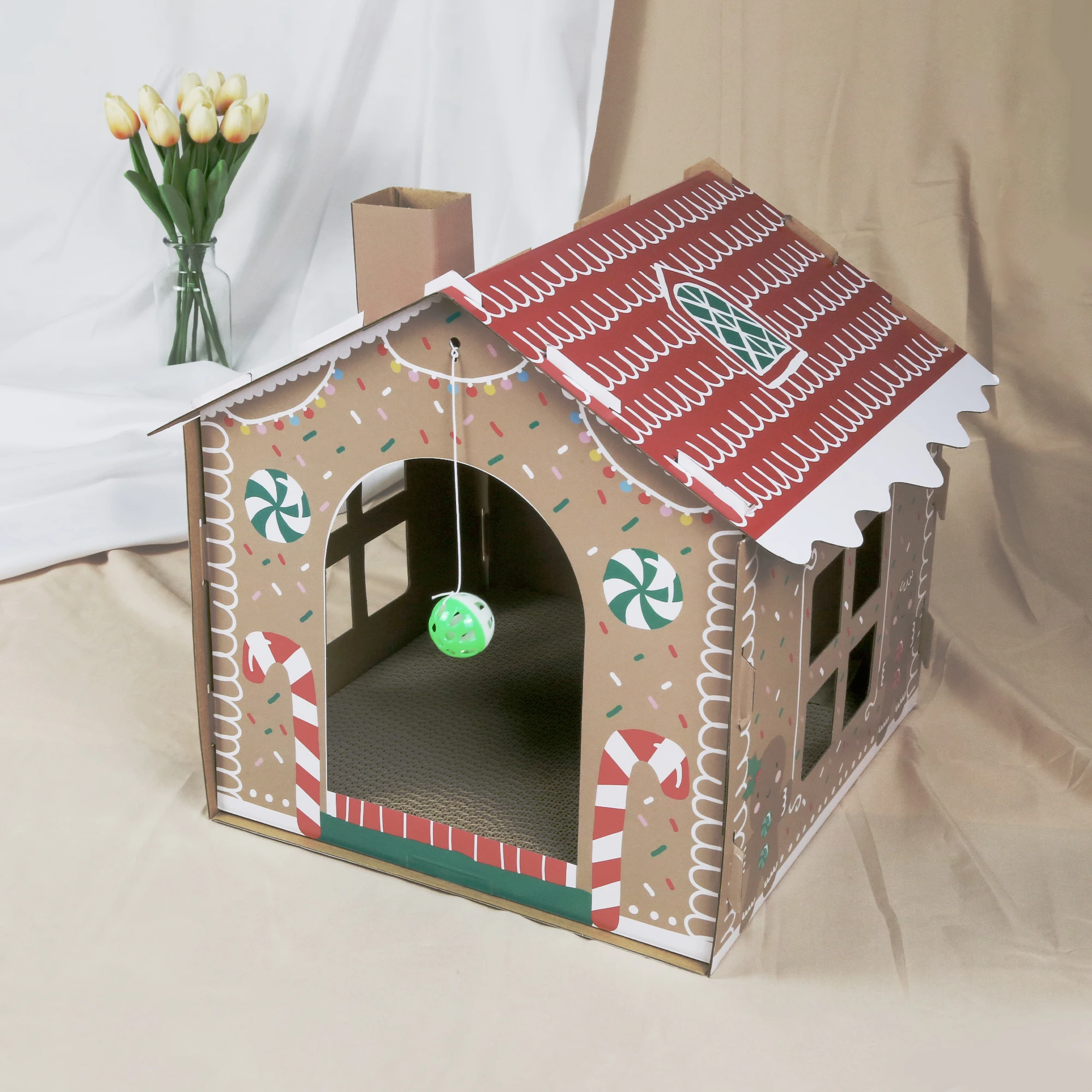 C4P New arrival christmas cute scratcher cat toys Cat scratching house