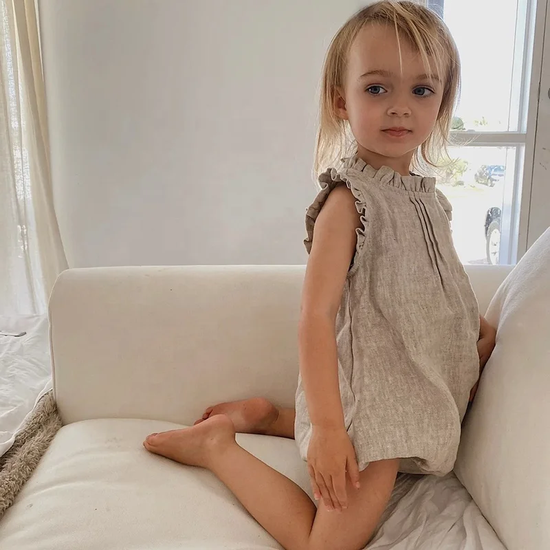 New Designs Popular Newborn Babies Clothes 0-6 Girls Linen Clothes Baby Rompers