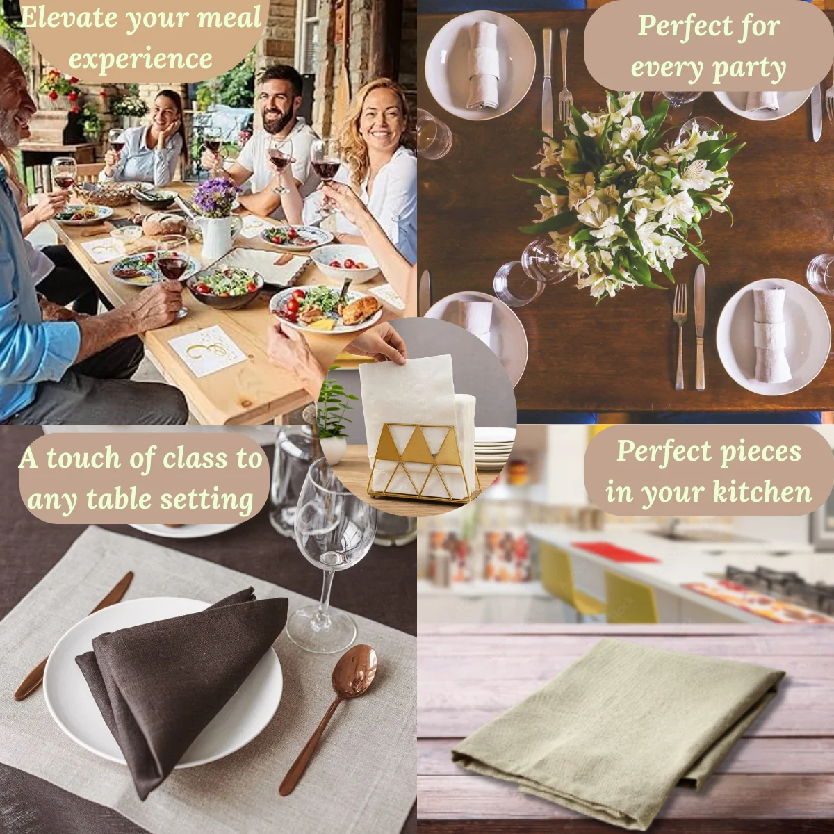 Customized Soft Durable Elegant Recycled Multi-Sized Brown Napkin