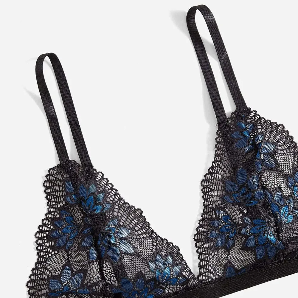 Wholesale Price Sexy Lace Mesh Bra and Panties Set / Stylish Thin Lined Transparent Set Underwear Women Lingerie