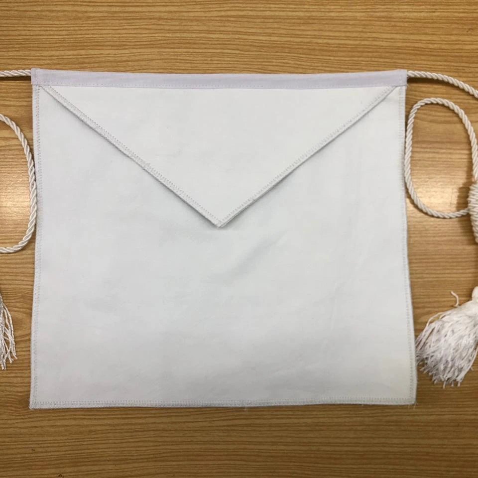 Masonic Regalia White Plain Masonic Apron Customized hand Embroidery PU leather masonic Custom Apron