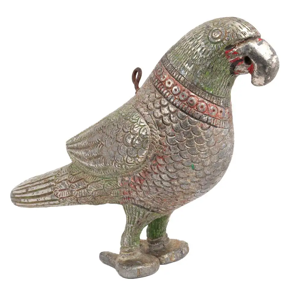Indian Brass Antique Standing Parrot For Hanging Sculptures Figurine Statue Home Decor Gift Items Size: 15 x 6 cm SNS-284
