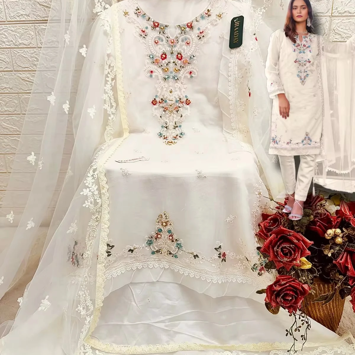 Designer Indian & Pakistani Organza Suits & khatli work for Ladies New Style Heavy Embroidery Work for Party Wear Low Price