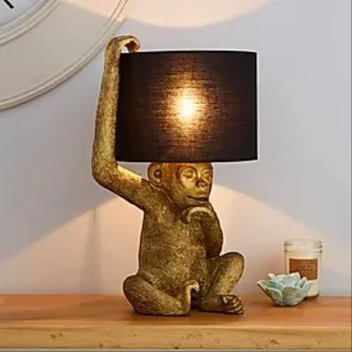 Fancy Monkey led bedside Table Lamp home decor desk light ceramic base gold modern luxury table lamp for study desk