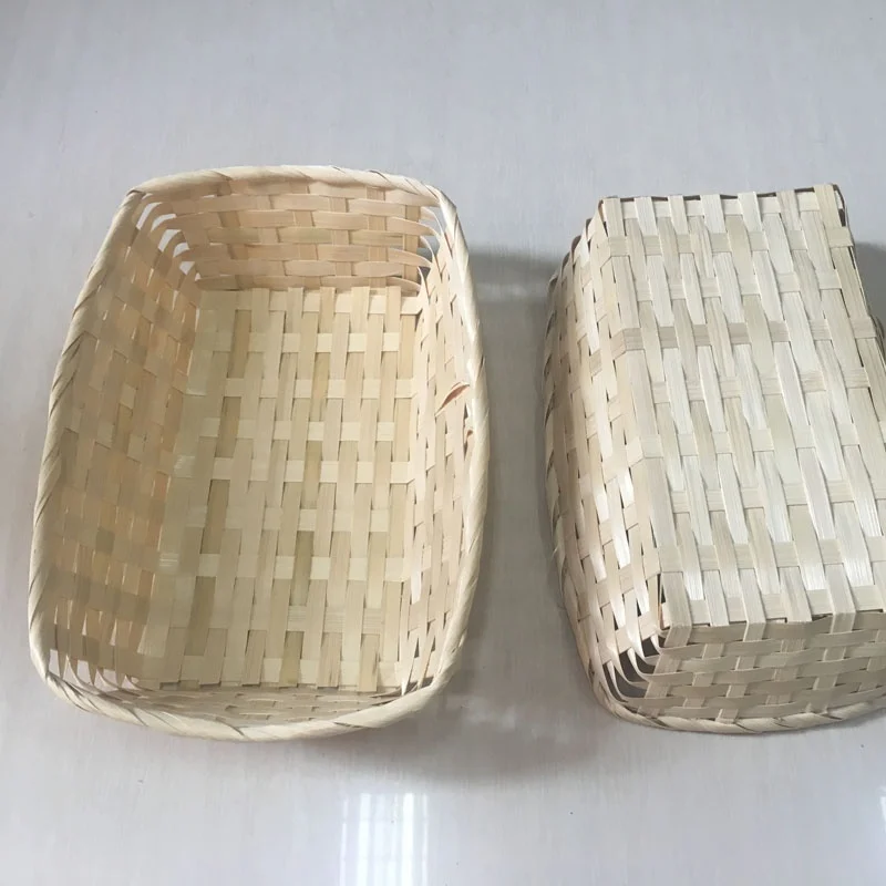 Bamboo Basket Rectangle Shape Decorative Basket Decoration Storage Natural Weaved Handmade Arts & Crafts Holder Gifts Pack