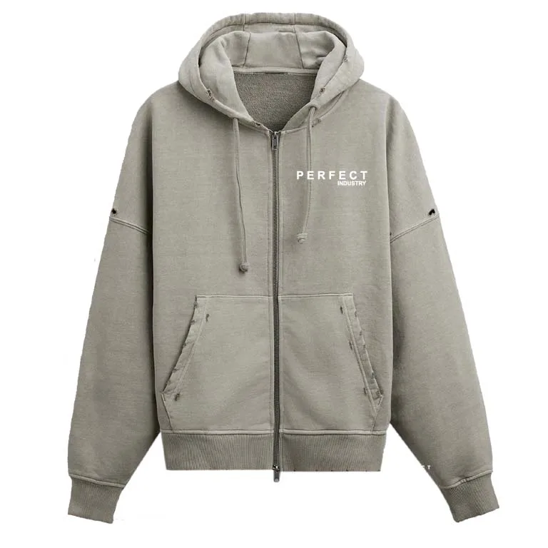 WASHED ZIPPERED HOODIE SWEATSHIRT UNISEX HOODIES PREMIUM QUALITY CUSTOM LOGO ZIPPER HOODIE EMBROIDERED PUFF PRINTING DTG DESIGN