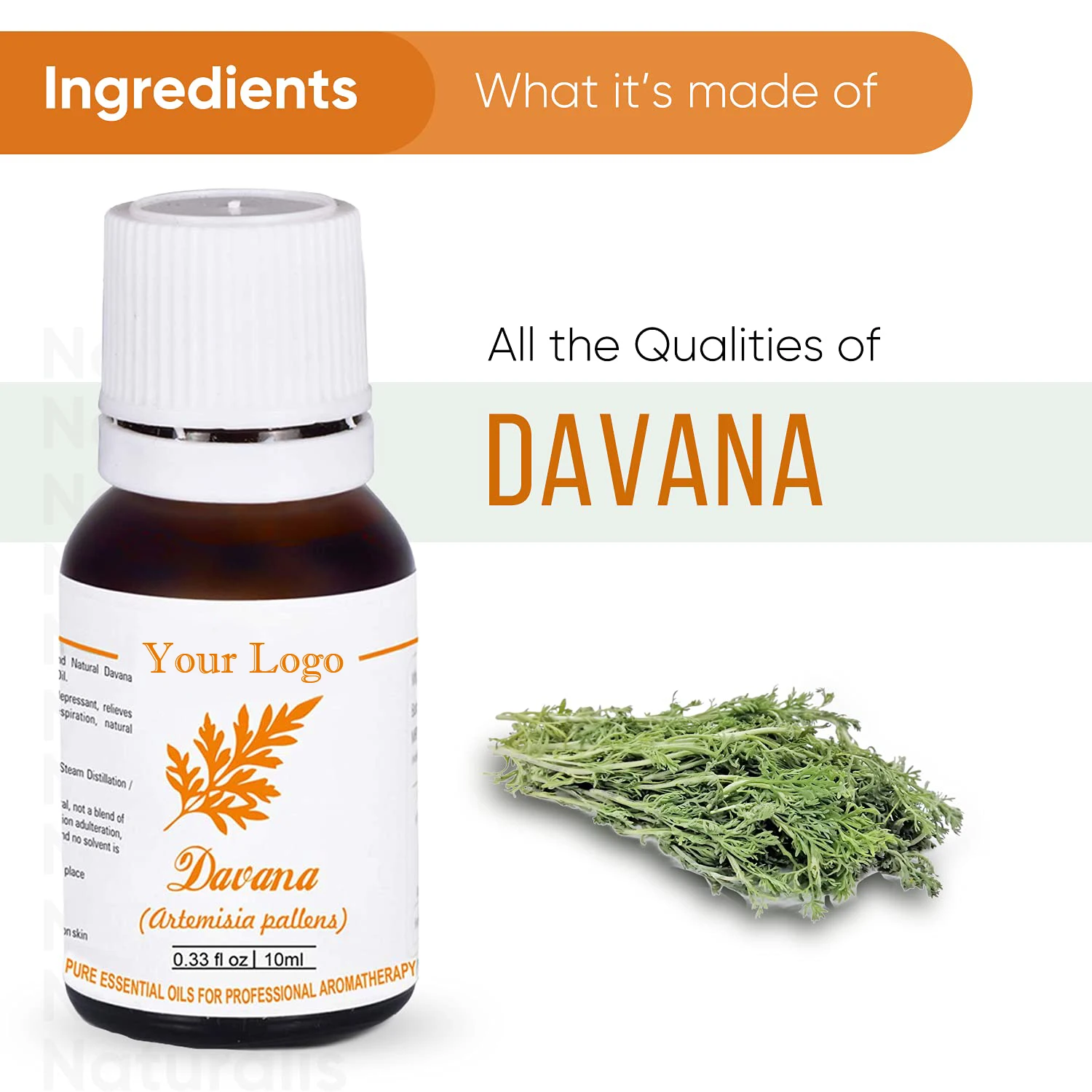 Частная маркировка Davana эфирное масло для ароматерапии чистый косметический класс Artemisia Pallens паровое дистиллированное лучшего качества