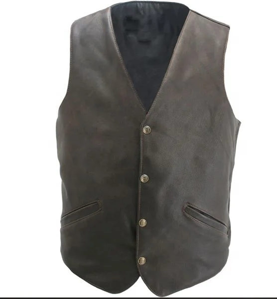 Motorbike Leather vest Jacket, Wind Proof Motorbike Leather Vest, OEM ODM Leather Biker Vest Men printed lining