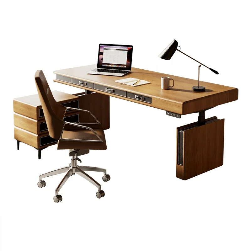 Luxury Modern Office Furniture Wooden  adjustable height Table Desk Design Factory Wholesale Foshan Sale Wood Style