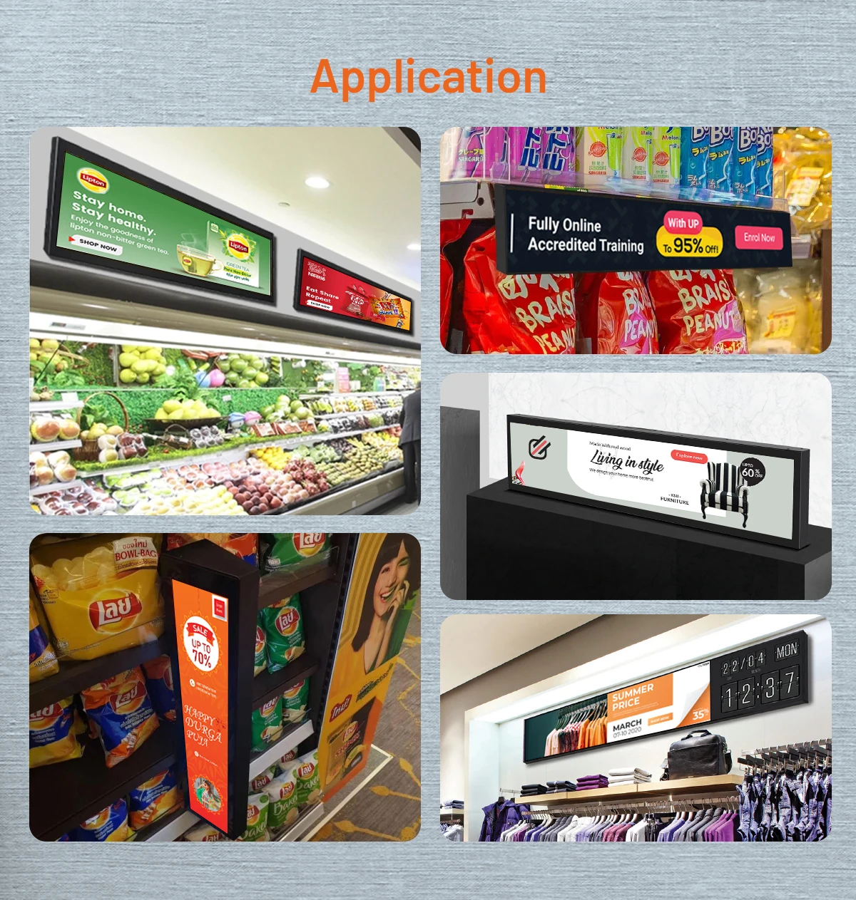 Introducing our Ultra wide 28 Inch Stretched Bar  Innovative and Versatile Display for Super Markets