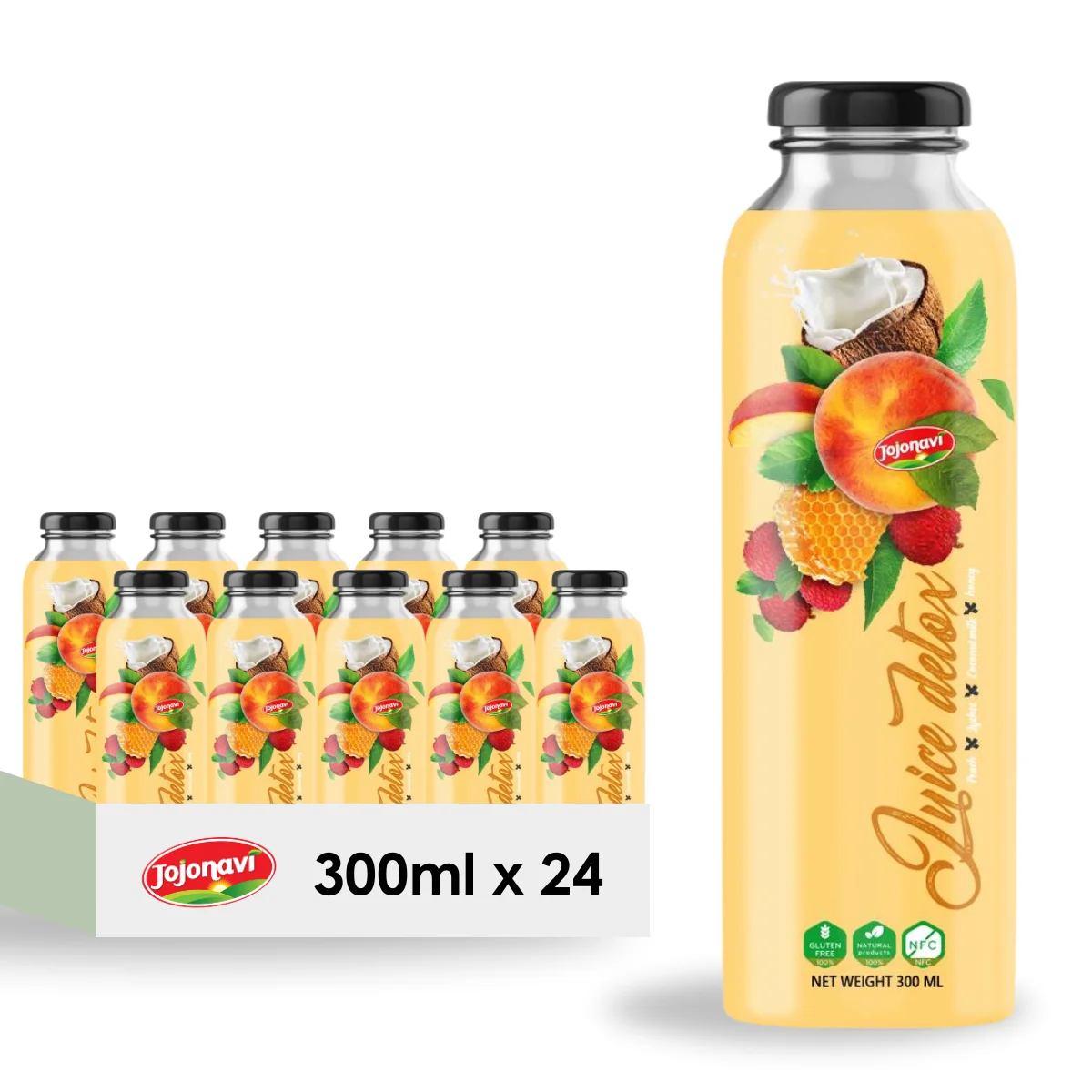 JOJONAVI 300ml Juice Detox Peach Lychee Honey Manufacturer price Wholesale supplier Private label OEM ODM HALAL KOSHER