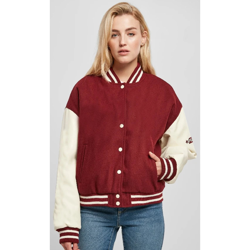 High Quality Custom Wool Breathable Material Varsity Jackets / Wholesale Women Custom Solid Color Slim Fit Varsity Jackets