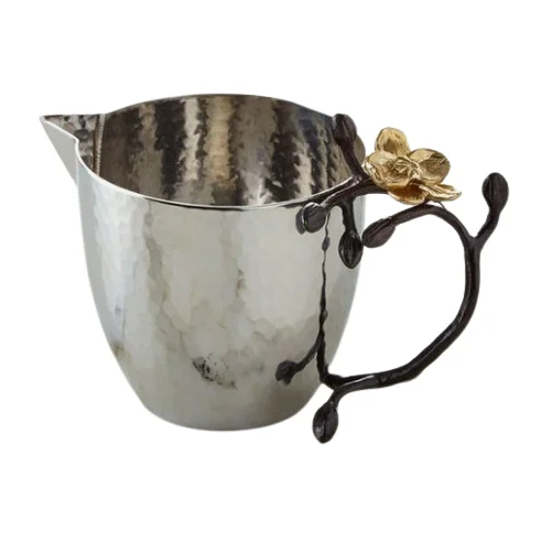 Pomegranate Handle Metal Silverware kitchenware Creamer Milk Pitcher Deluxe Quality Stainless Steel Creamer and Sugar Set