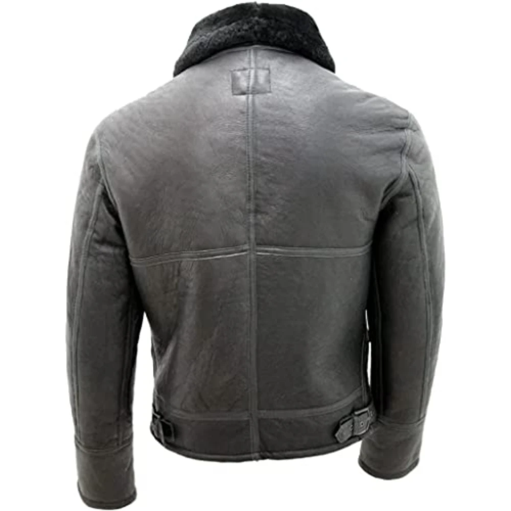 Custom Brand Mens Genuine Real Leather Shearling Jackets Sheepskin Fur Bomber Leather Coat Jacket
