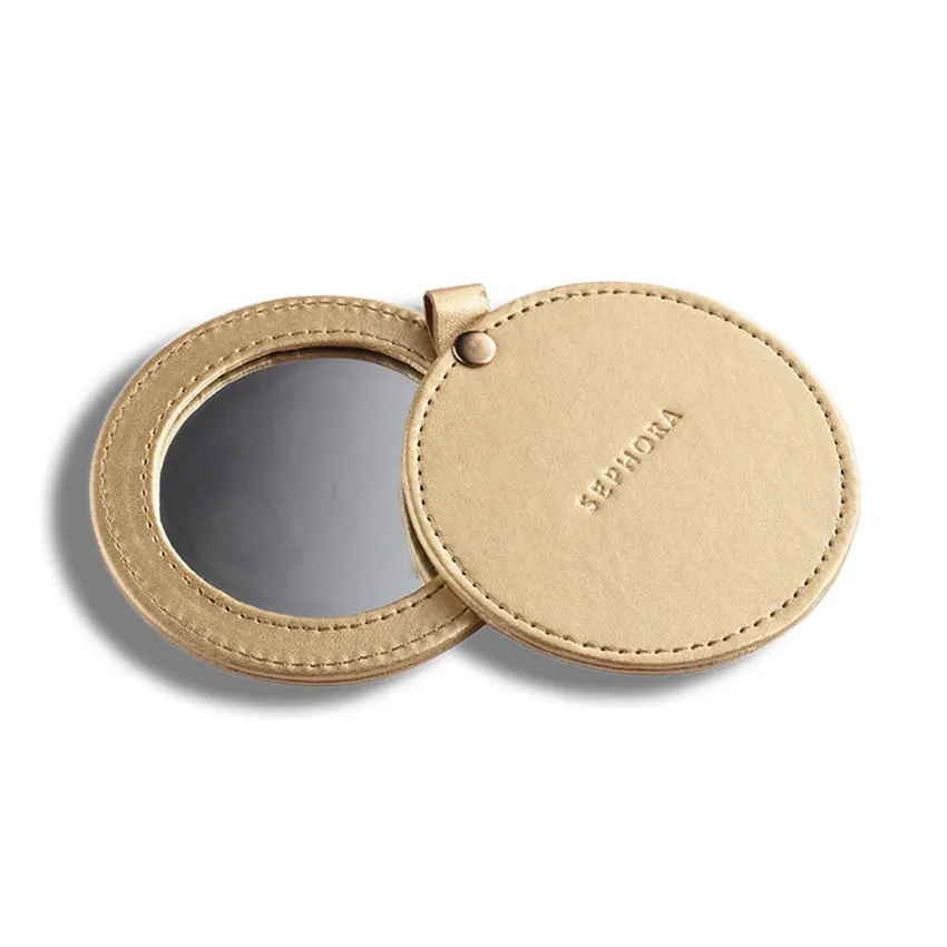 Custom Debossed Logo Bulk Compact Mirror Leather Bag Charm