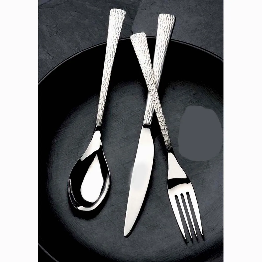 European Silver plated Antique Cutlery with round Marble Stainless Steel Silverware luxury metal cutlery Set