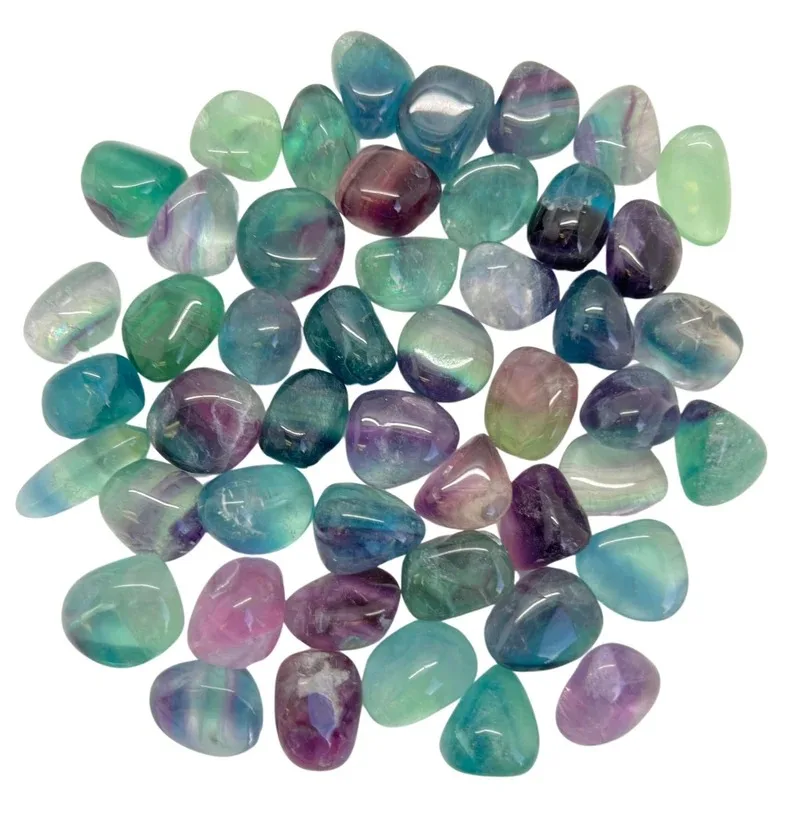 Wholesale Natural Rainbow Fluorite Tumbled Crystals Top Quality Gemstone Tumble Polished Gravel Stone For Healing And Decoration