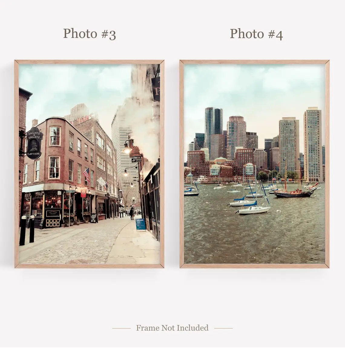 SQ Boston City Prints Set of 6 Boston Photography Painting Wall Art Massachusetts Photo City Poster