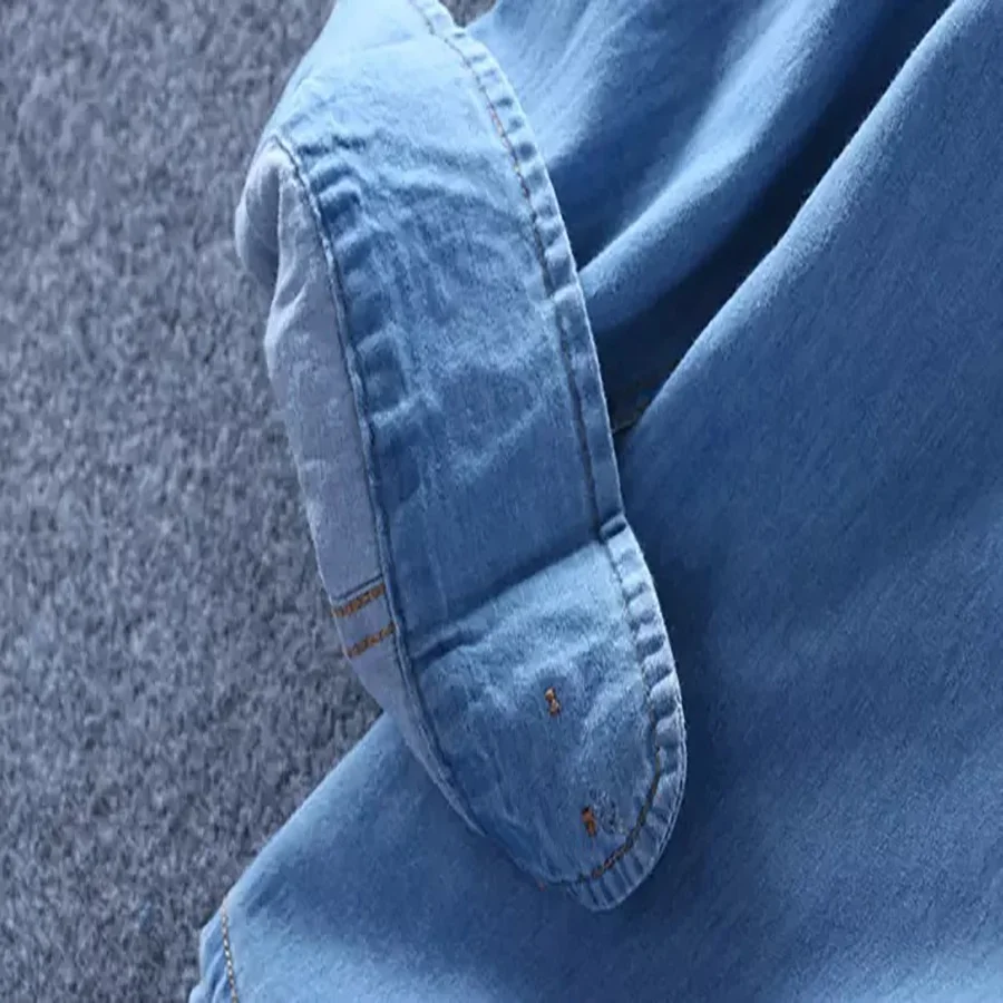 2020 New Denim Shirt Men Plus Large Size Cotton Jeans Cardigan Casual Fashion Two-pocket Slim Fit Long Sleeve Shirts For Male