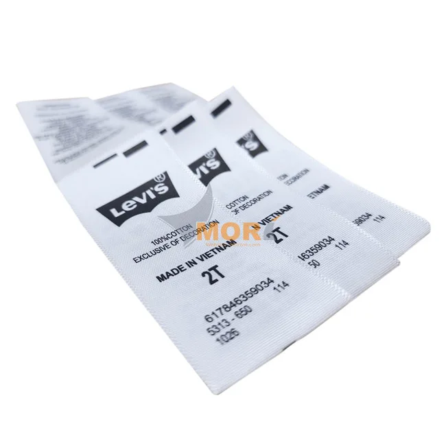 MORI Customized Garment Label For Clothing Logo Satin Silk Printing Custom Satin Woven Labels Fabric Tags Labels Support Custom