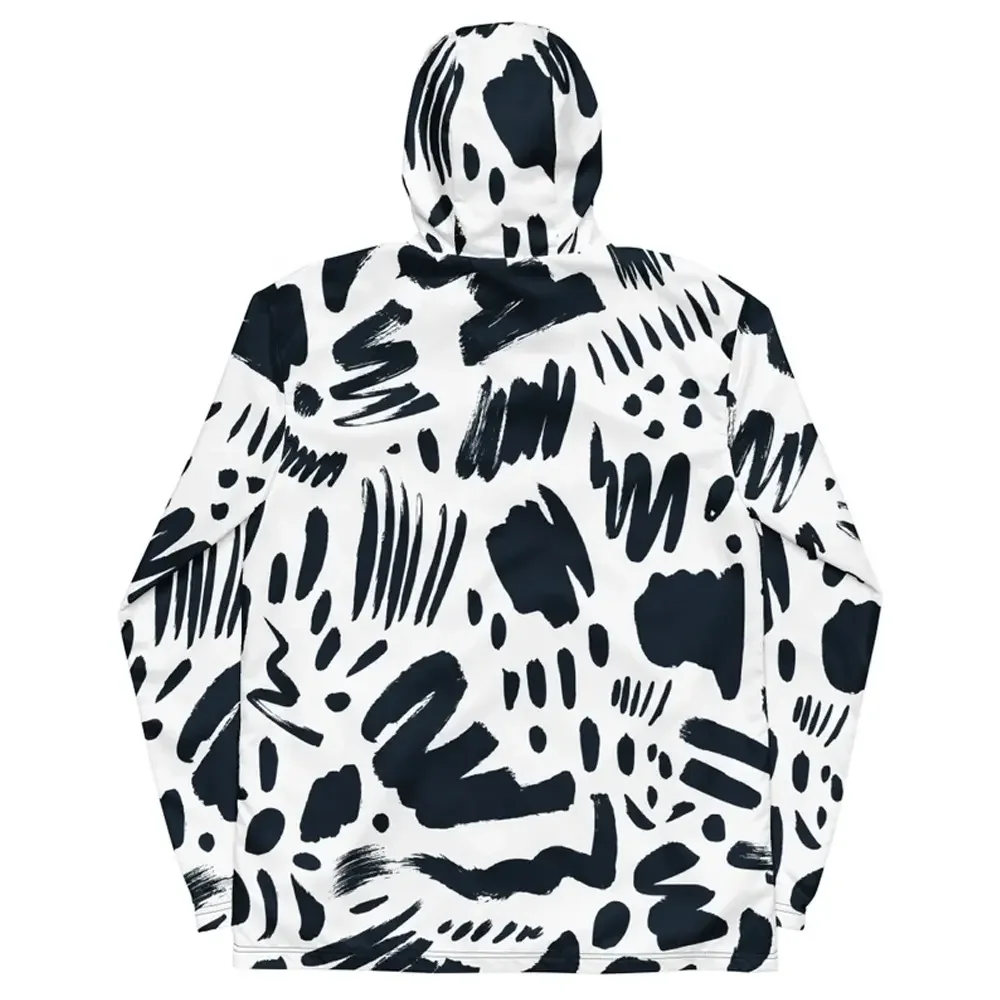 Buy Hooded Black White Sublimation New Design Windproof Fashion Winter Sports Hiking Running Windbreaker Jackets