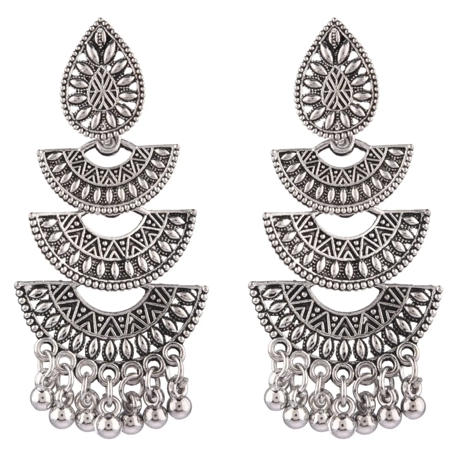 Indian Oxidized Layered Tribal Dangle Bridal Earrings Set Wholesaler Indian Statement Earrings Jewelry for Women