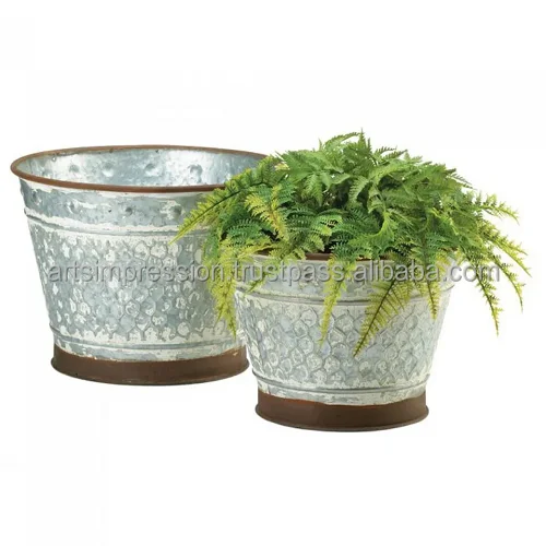 Stainless Steel Metal Planter Hanging Plant Pot Metal Flower Bucket Decorated in Black Design Planters  Ceramic Planter