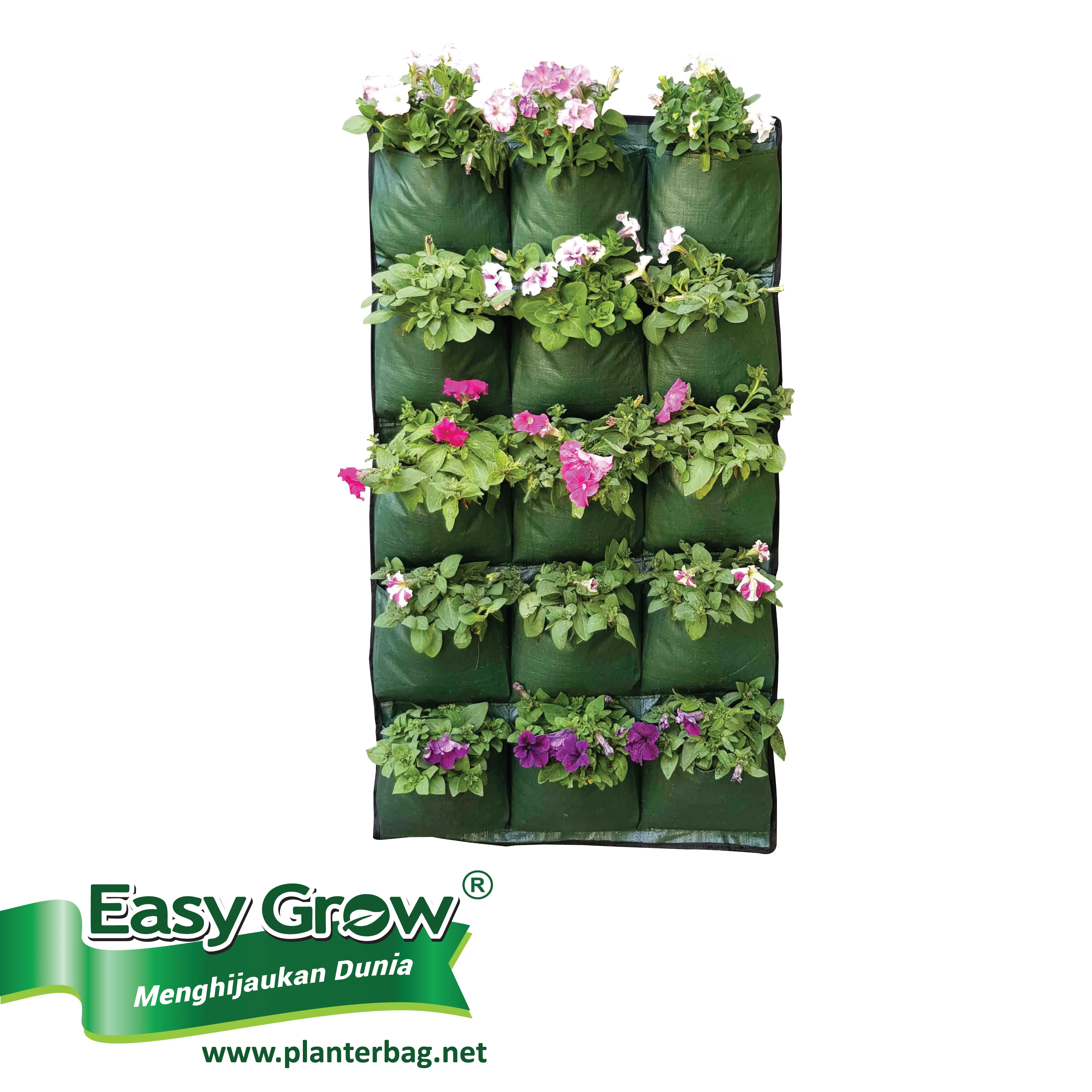 Durable Vertical Garden Felt Grow Bags Pockets Plastic Wall Planter Flower Pots & Planters Black Green