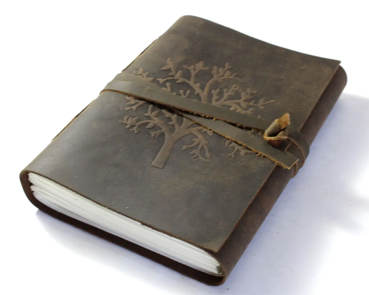 Personalized Organizer Old Tree Of Life Design Embossed Front Cover With Matching Strap Vintage Look Genuine Buffalo Journal