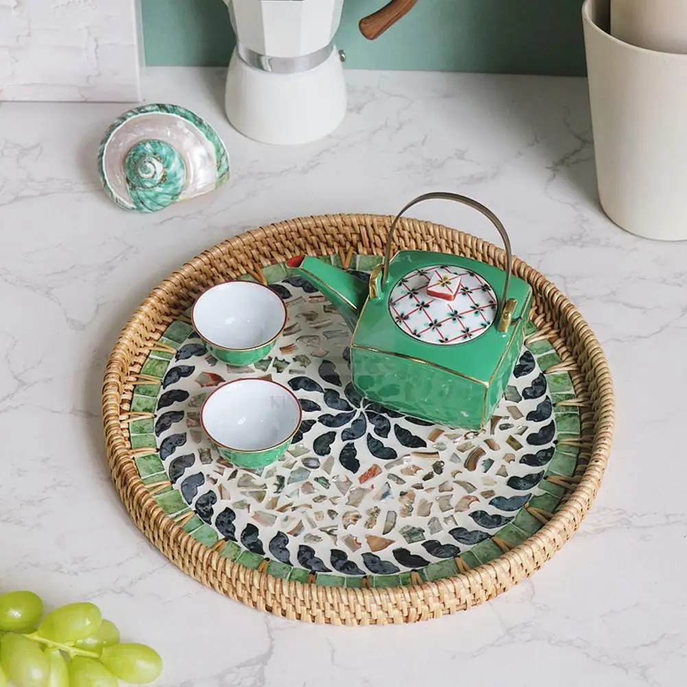 Rattan Tray with Inlay Mother of Pearl Rectangle Shape From Vietnam Handmade 100%  Best Seller 2023