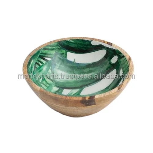 Top Selling Printed Wooden bowls with Enamel Coated for table decoration