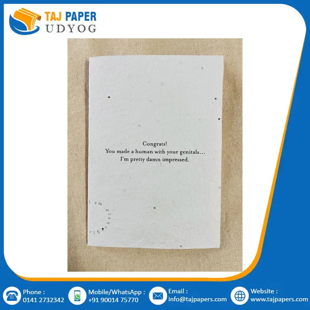 Indian Exporter of PlantabLE GOWING Paper Printed Cards Eco friendly Bio degradable Tree Free Paper and Handmade