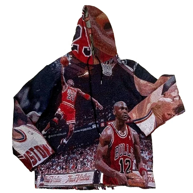 Одежда от производителя производство на заказ в уличном стиле; Плотные толстовки с капюшоном плюс размер мужской сотканный предмет гобелен трикотажная кофта