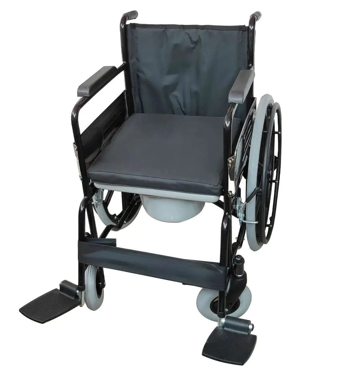 Mowell Premium MS Powder Coated Wheelchair With Removable Pot | Easy to useClean Rust Resistant | Ideal for Old Elder