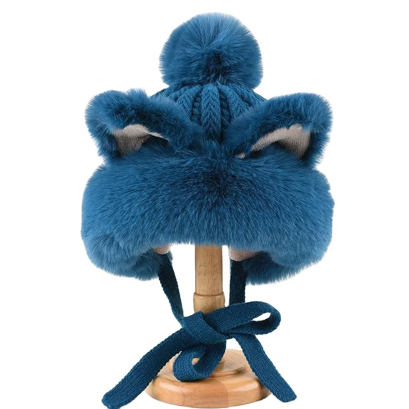 Fashion New Style Winter Holiday Cute Cat Ears Kids Beanies Hat Women Fox Ears Winter Embroidery Girl Warm Hat