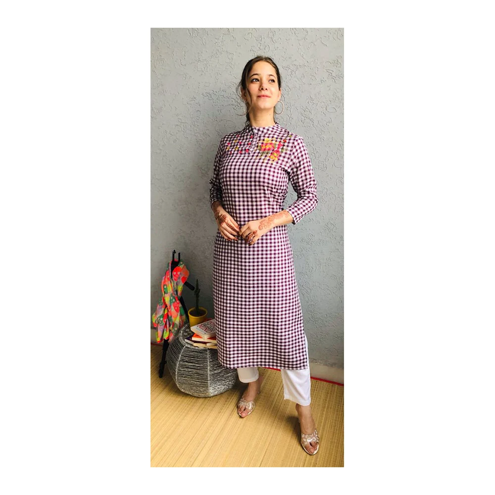 High Qualtiy Hand Embroidery Work Casual Dresses Print Buy Ethnic Kurti Made of Rayon Fabric Womens Wholesaler