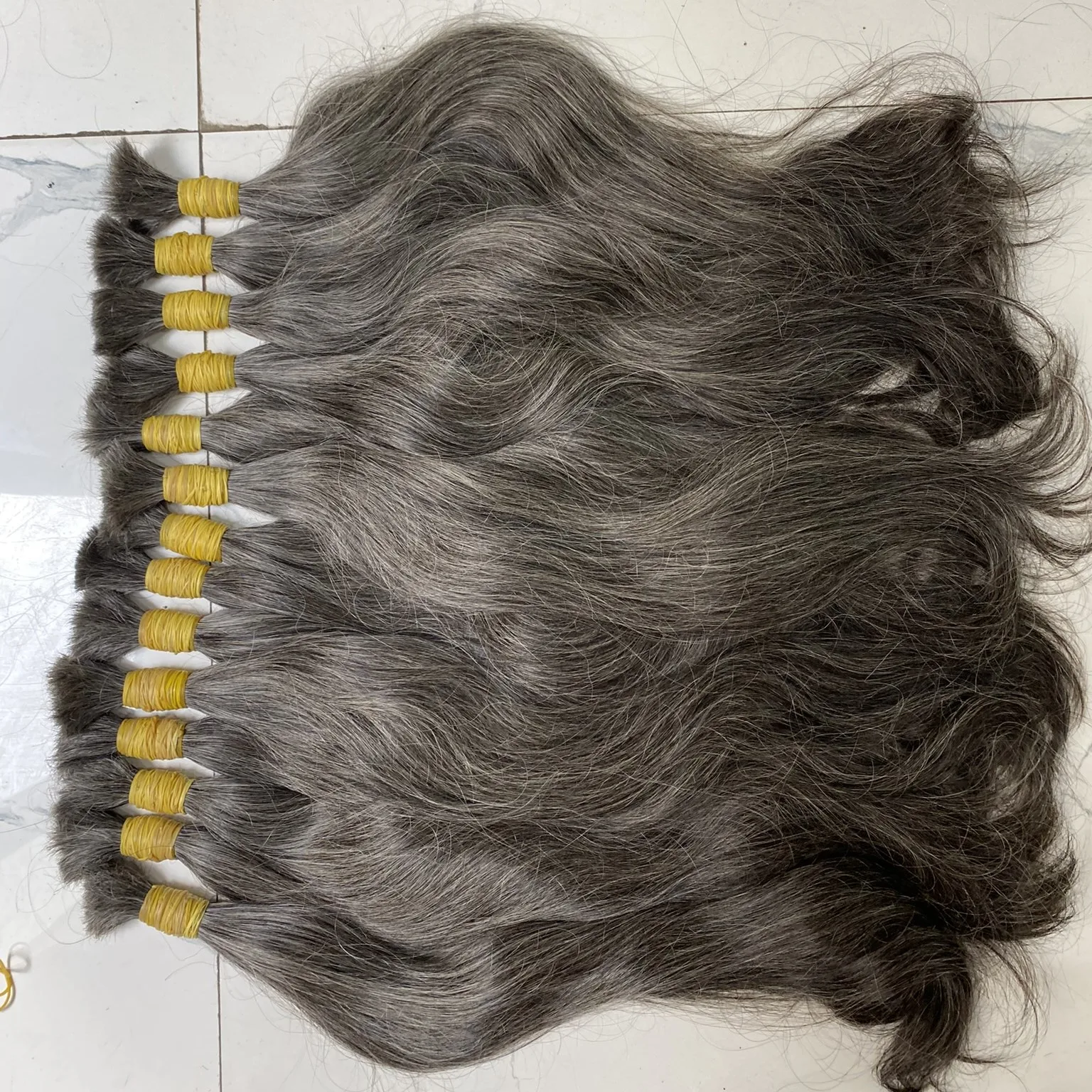 Wholesale Straight Natural Gray Hair In Bulk Vietnamese Human Hair Extensions All Cuticles Aligned