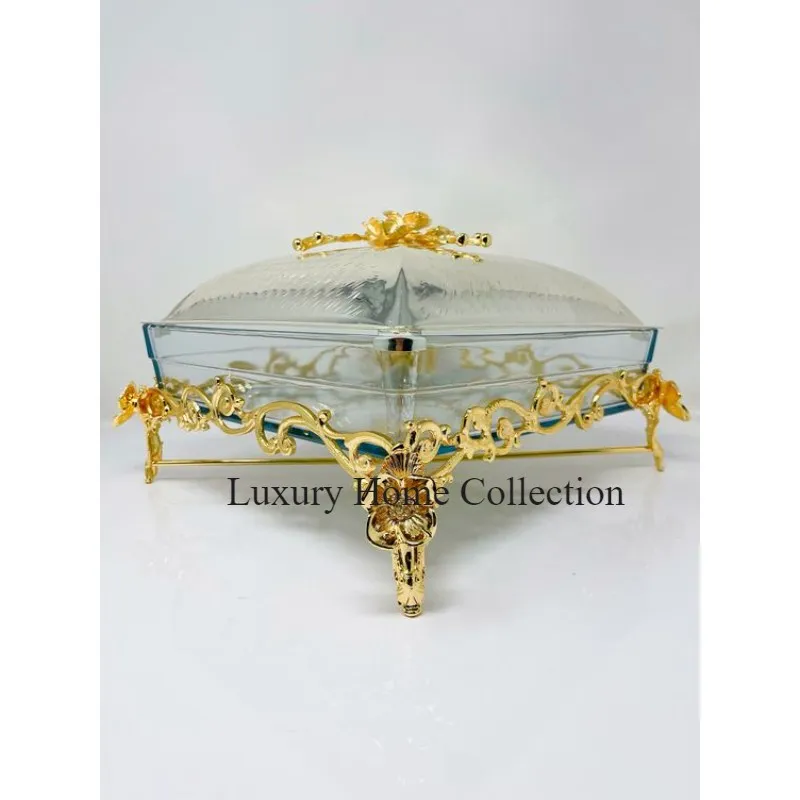 Factory Supplier Thermoware Insulated Casserole Royal Look Stand Gold Color With Glass Made Lid & Warmer Dish Best Serving Dish