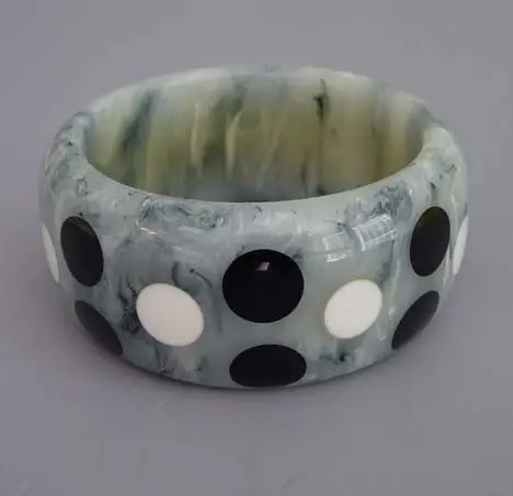 New Vintage Chunky fashion wide Custom Dots Design acrylic Resin bangle Ceramic Bangle Bracelet for women  Wholesale