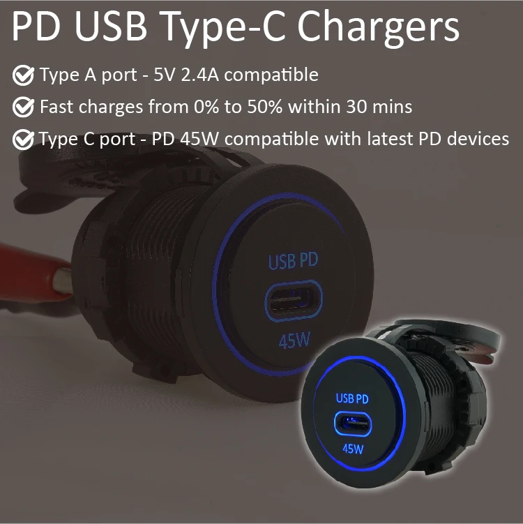 High quality brands usb charger for mobile phones socket port marine usb c charging port ideal for RV