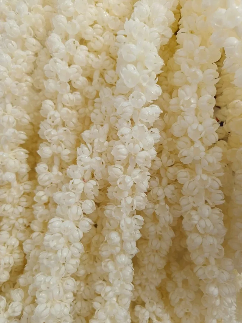 Artificial MograJasmine Buds Nikaah Pardah Partition Arch Flower Curtain for Eid Mahamaham Festival Seemantham Traditional Decor