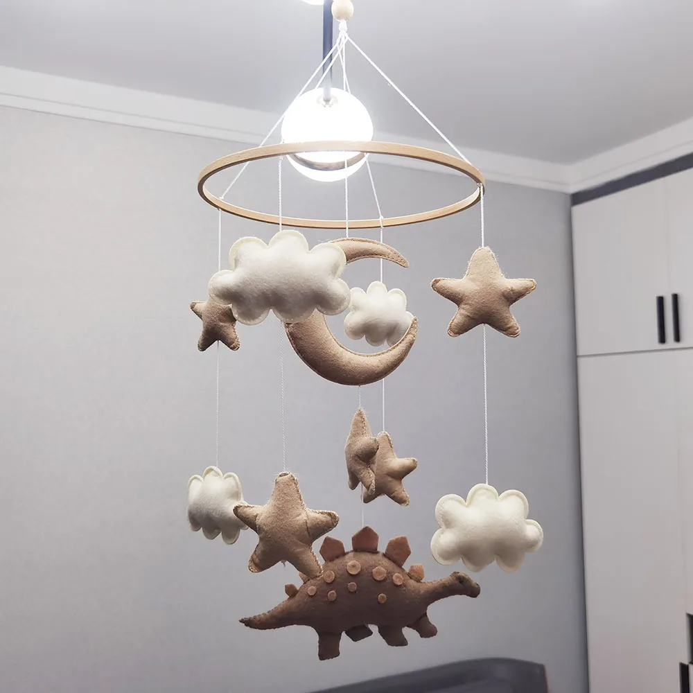 Baby Bed Bell Felt Handmade cot Hanging Toys dinosaur cloud moon  Felt Baby Crib Mobile Felt Mobile Toy
