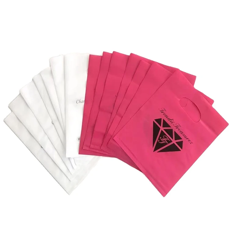 100pcs starts one logo printed WHITE colors plastic waterproof bags for shopping clothes packaging bags with handle